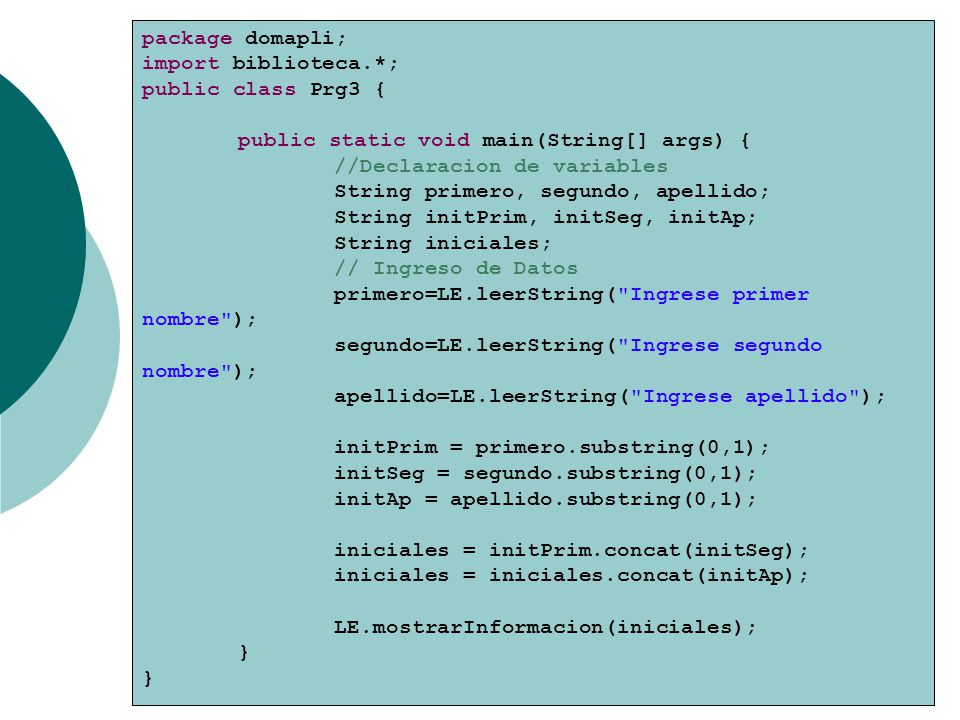 package domapli; import biblioteca.*; public class Prg3 { public static void main(String[] args) {