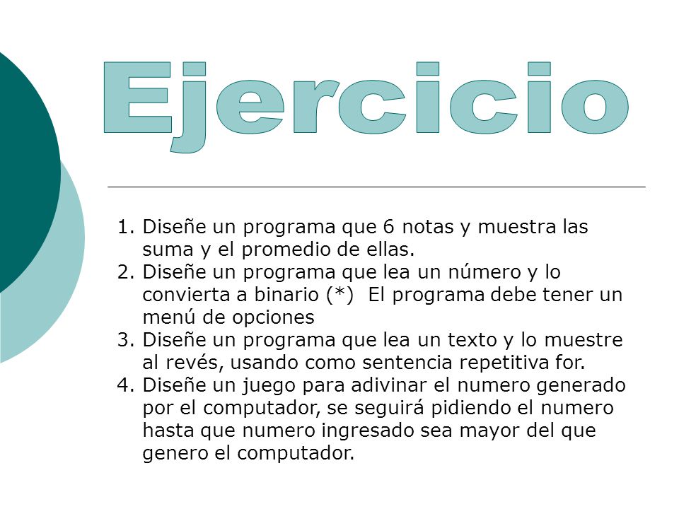Ejercicio Diseñe un programa que 6 notas y muestra las suma y el promedio de ellas.