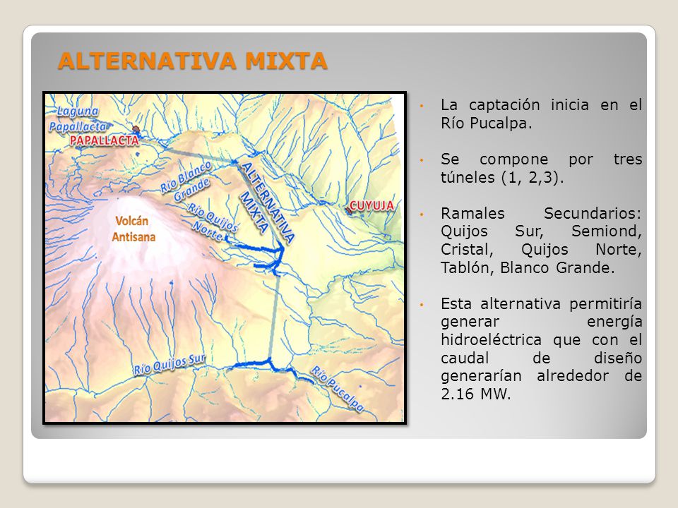 ALTERNATIVA MIXTA La captación inicia en el Río Pucalpa.
