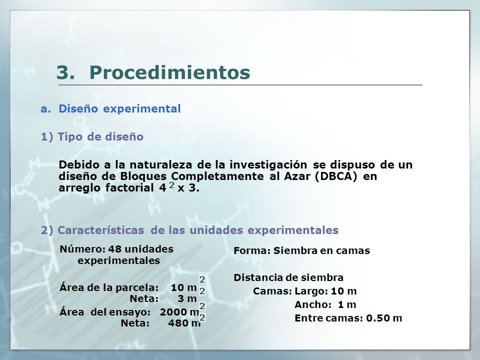3. Procedimientos a. Diseño experimental 1) Tipo de diseño