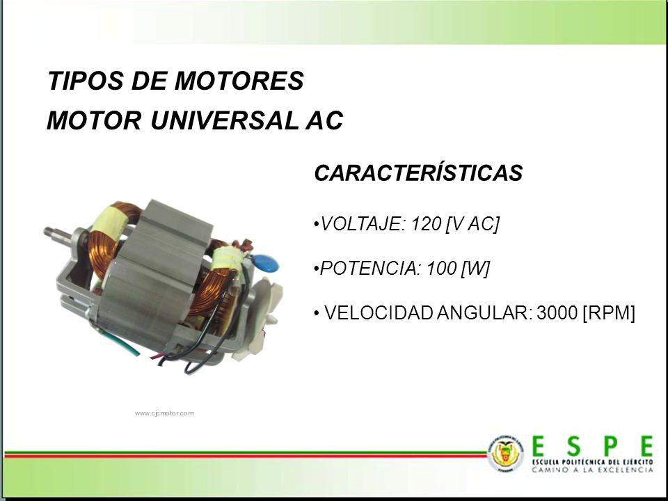 TIPOS DE MOTORES MOTOR UNIVERSAL AC CARACTERÍSTICAS