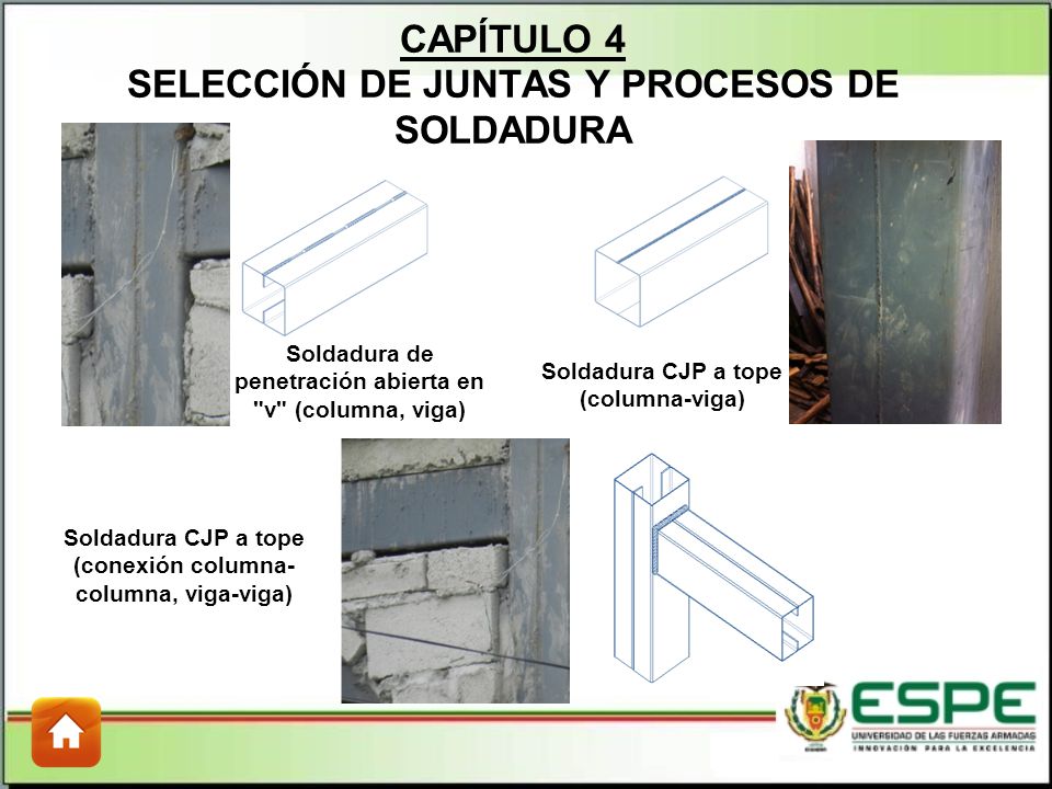 CAPÍTULO 4 SELECCIÓN DE JUNTAS Y PROCESOS DE SOLDADURA
