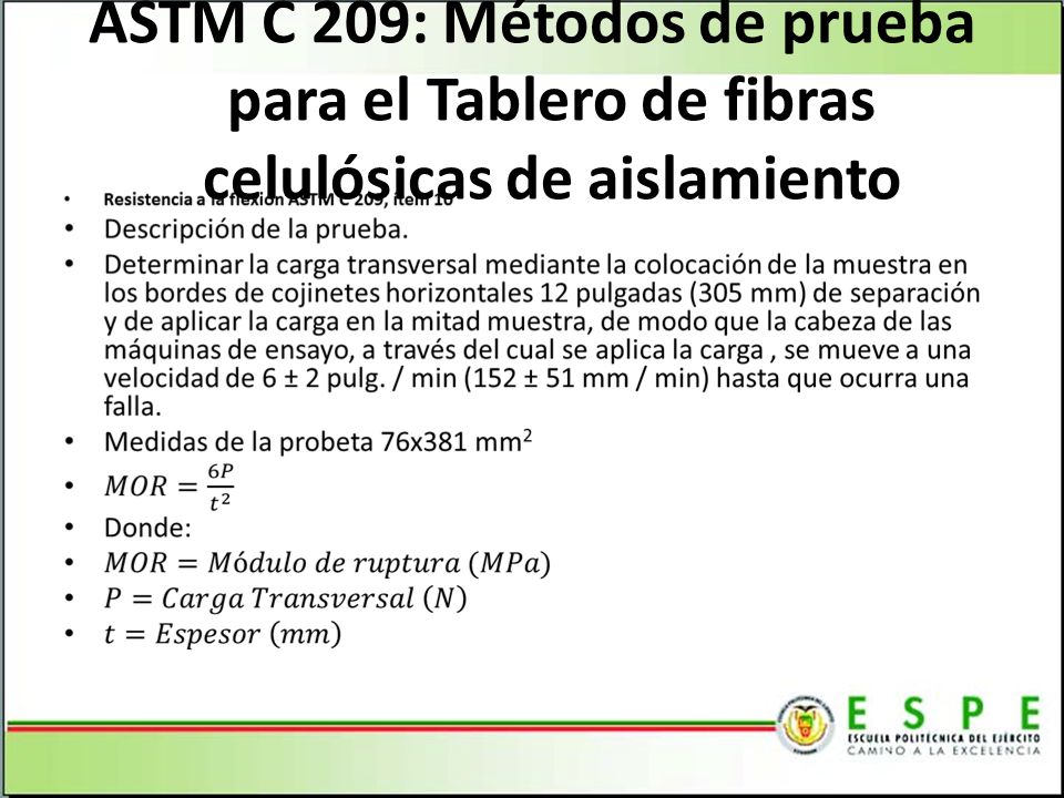 ASTM C 209: Métodos de prueba para el Tablero de fibras celulósicas de aislamiento