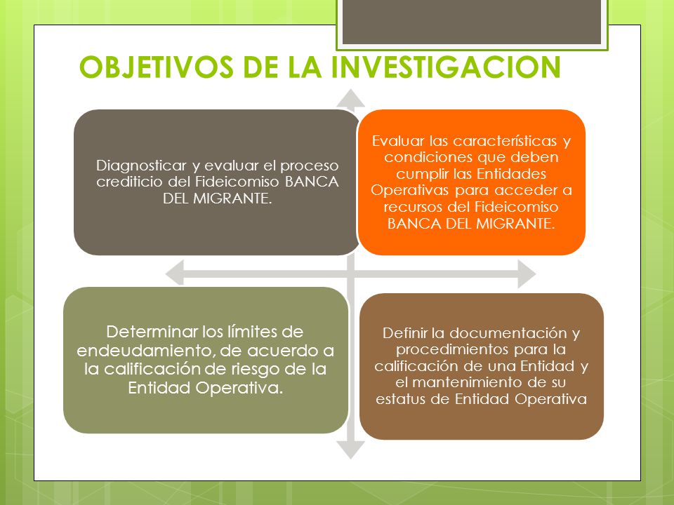 OBJETIVOS DE LA INVESTIGACION