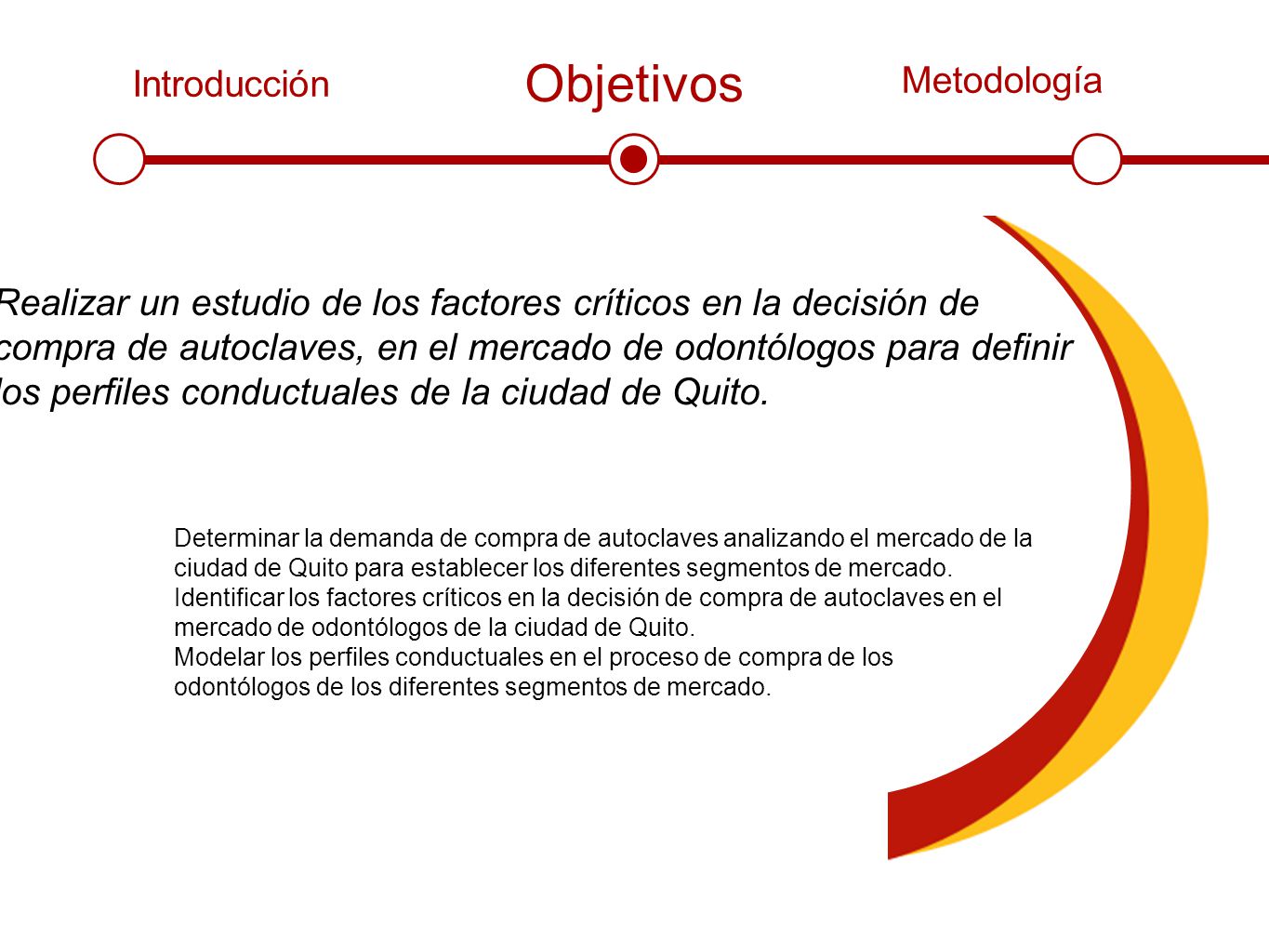 Realizar un estudio de los factores críticos en la decisión de compra de autoclaves, en el mercado de odontólogos para definir los perfiles conductuales de la ciudad de Quito.