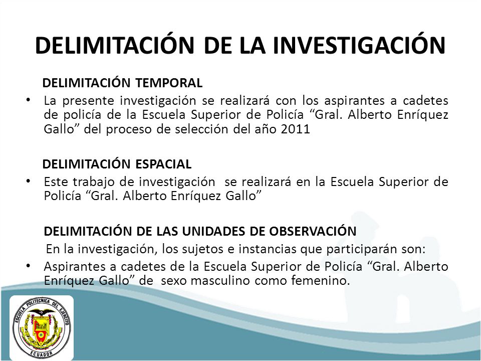DELIMITACIÓN DE LA INVESTIGACIÓN
