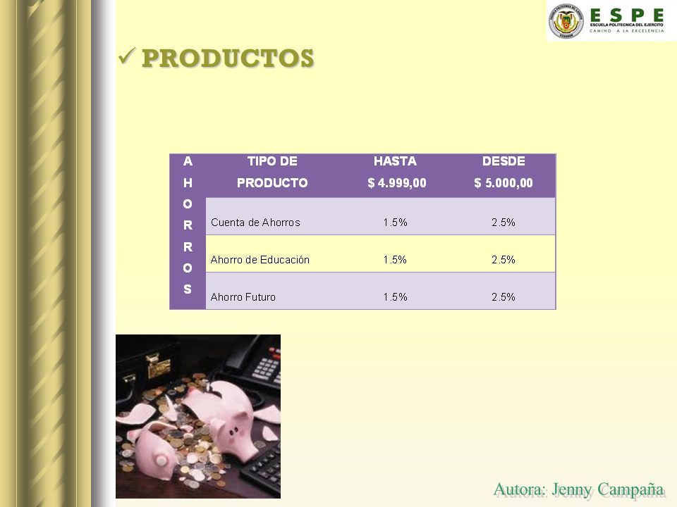 PRODUCTOS Autora: Jenny Campaña