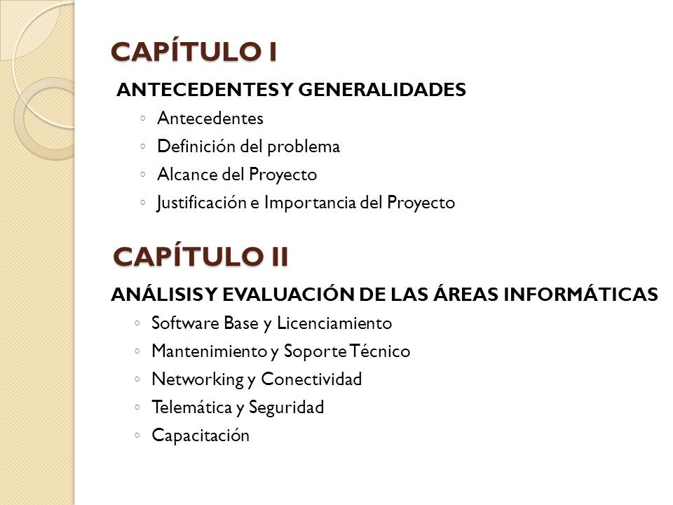CAPÍTULO I CAPÍTULO II ANTECEDENTES Y GENERALIDADES Antecedentes
