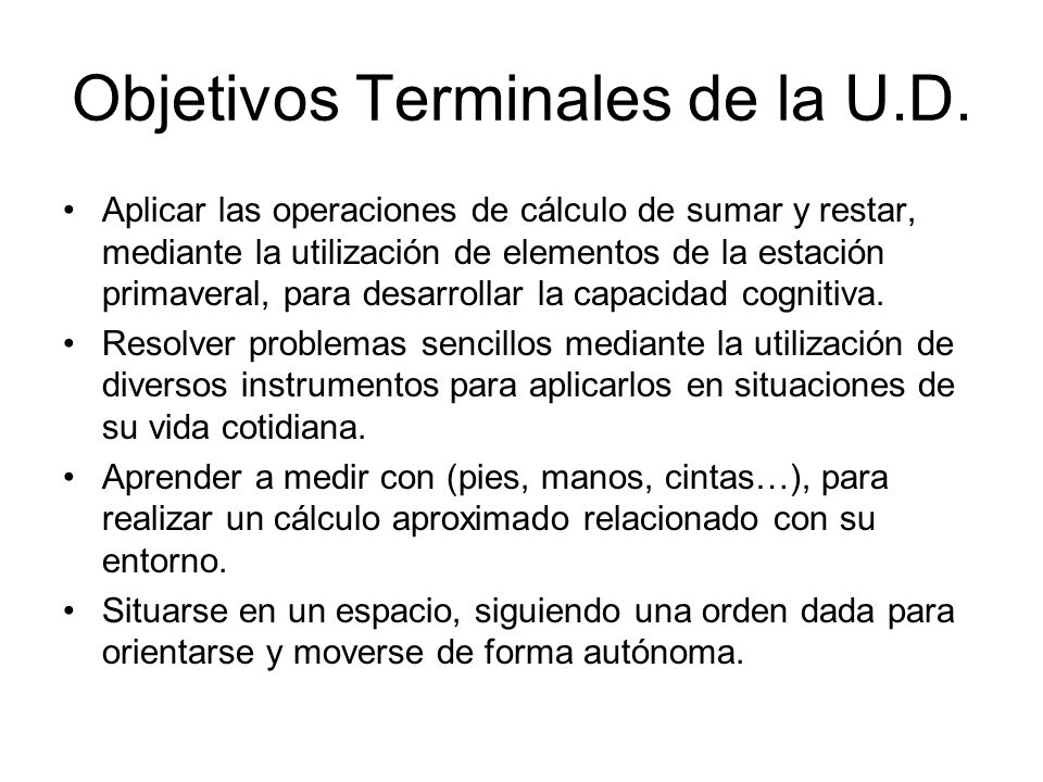 Objetivos Terminales de la U.D.