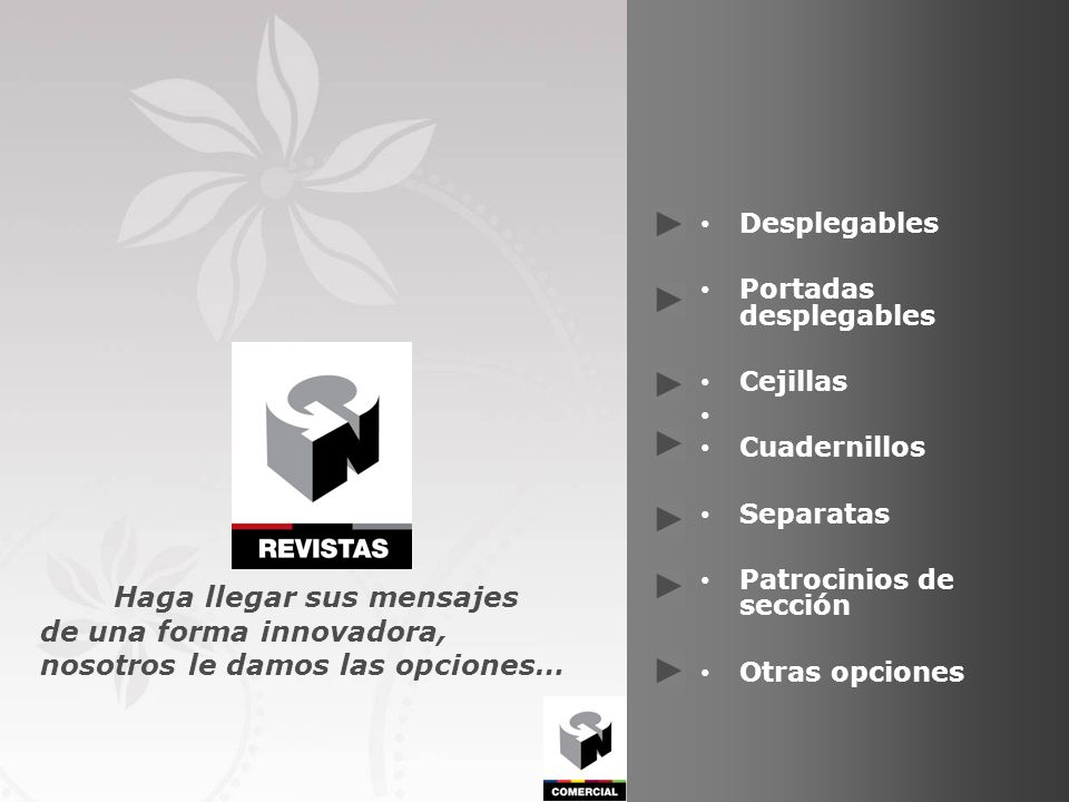 Desplegables Portadas desplegables. Cejillas. Cuadernillos. Separatas. Patrocinios de sección.