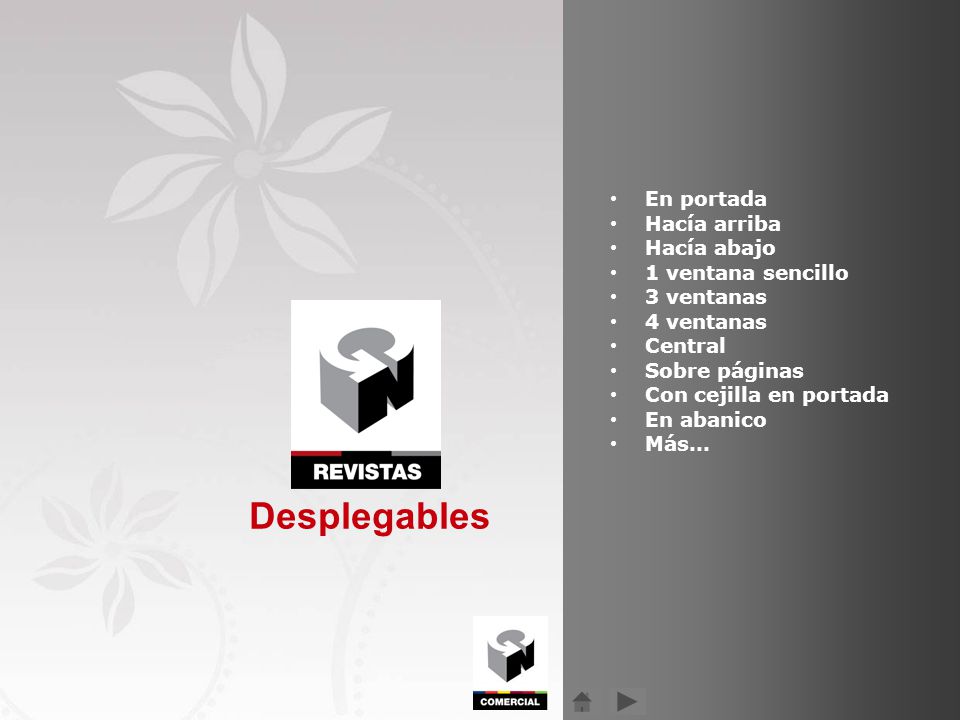 Desplegables En portada Hacía arriba Hacía abajo 1 ventana sencillo