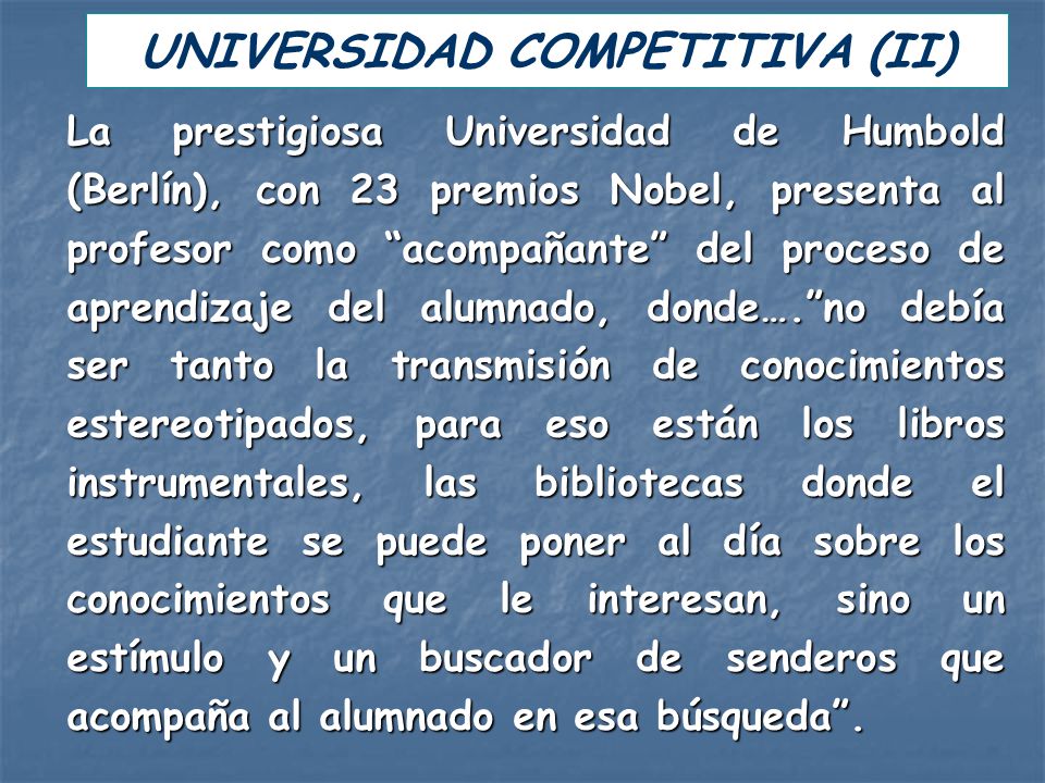 UNIVERSIDAD COMPETITIVA (II)