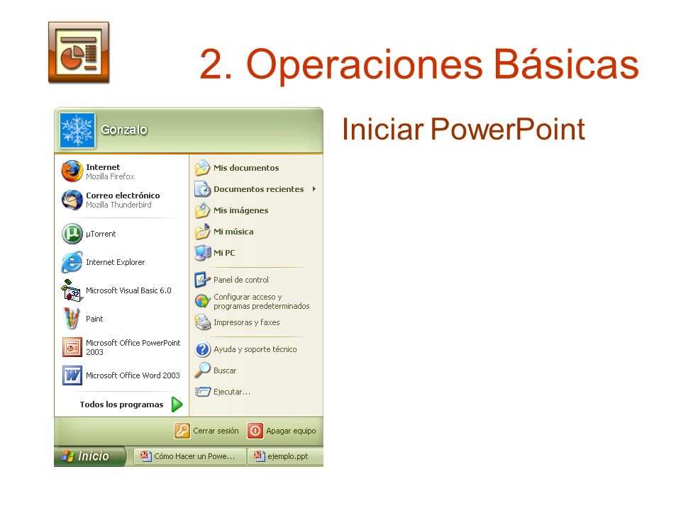2. Operaciones Básicas Iniciar PowerPoint