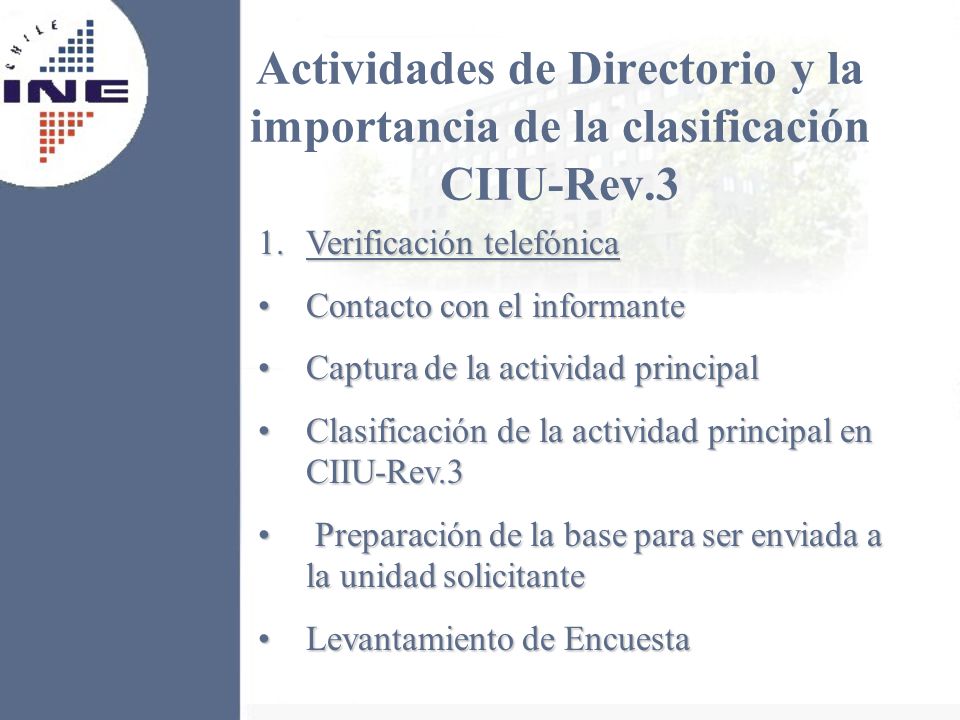 Actividades de Directorio y la importancia de la clasificación CIIU-Rev.3