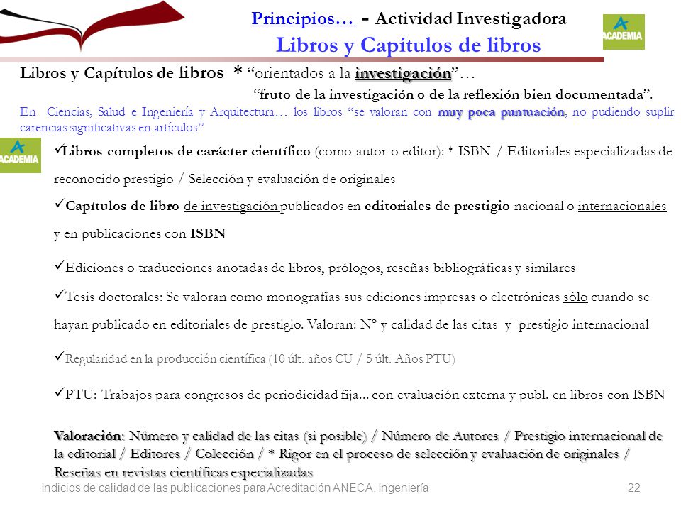 Principios… - Actividad Investigadora Libros y Capítulos de libros