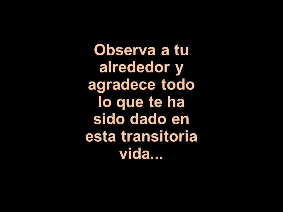 Observa a tu alrededor y agradece todo lo que te ha sido dado en esta transitoria vida...