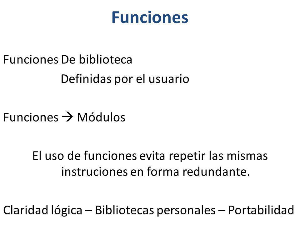 Funciones Funciones De biblioteca Definidas por el usuario