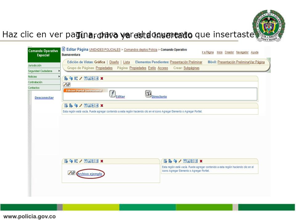 Haz clic en ver pagina, para ver el documento que insertaste