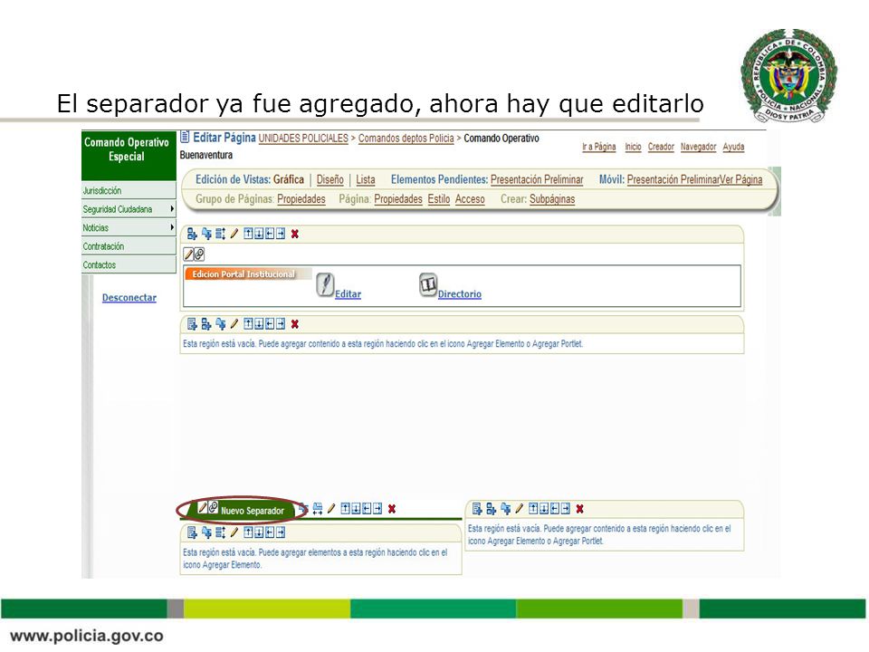 El separador ya fue agregado, ahora hay que editarlo