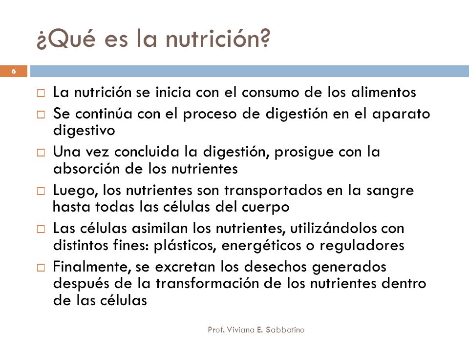 ¿Qué es la nutrición La nutrición se inicia con el consumo de los alimentos. Se continúa con el proceso de digestión en el aparato digestivo.