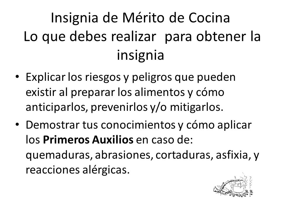 Insignia de Mérito de Cocina Lo que debes realizar para obtener la insignia