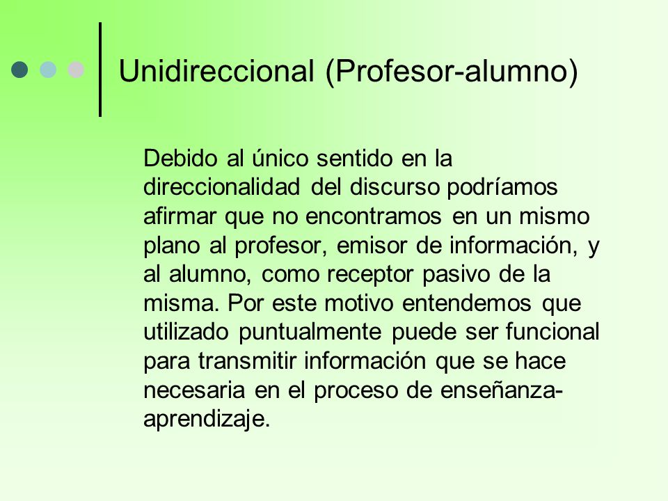 Unidireccional (Profesor-alumno)