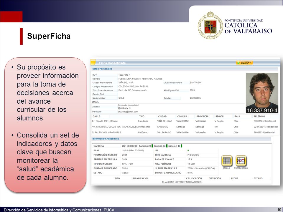 SuperFicha Su propósito es proveer información para la toma de decisiones acerca del avance curricular de los alumnos.
