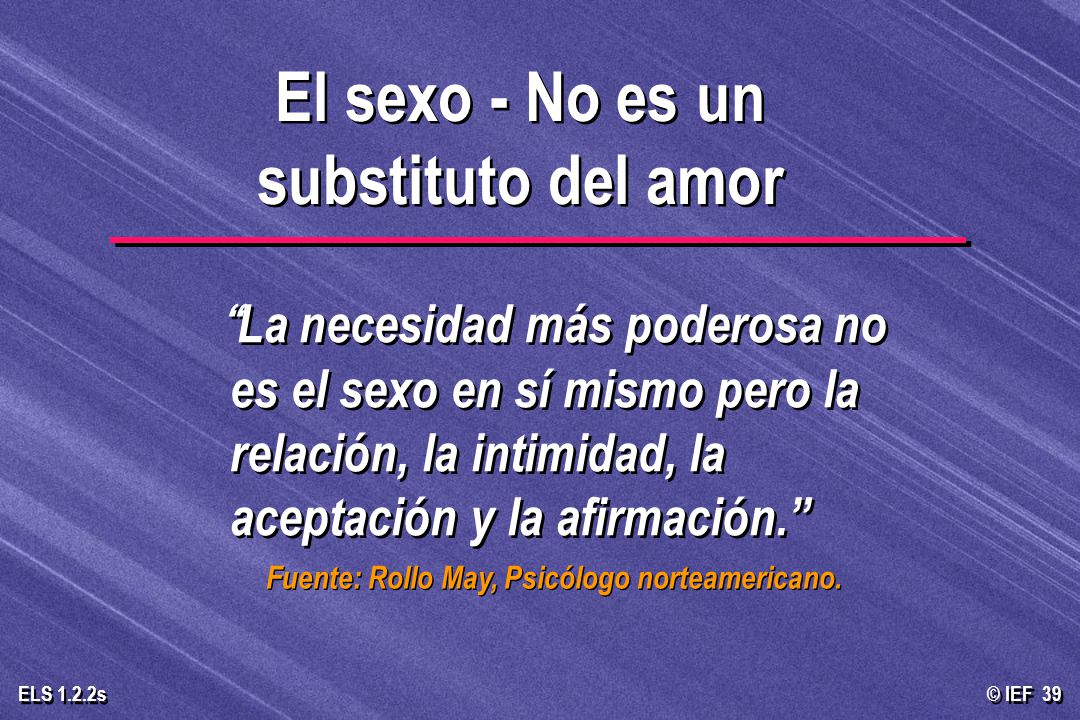 El sexo - No es un substituto del amor