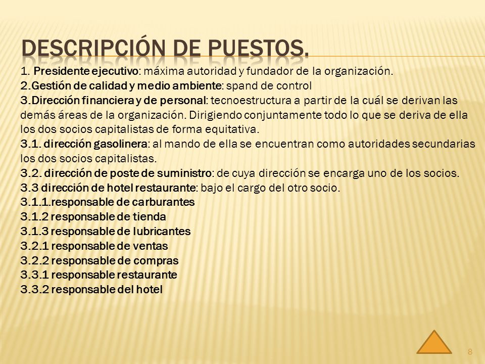 Descripción de puestos.
