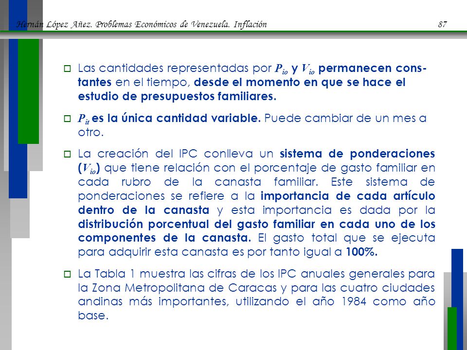 Pit es la única cantidad variable. Puede cambiar de un mes a otro.