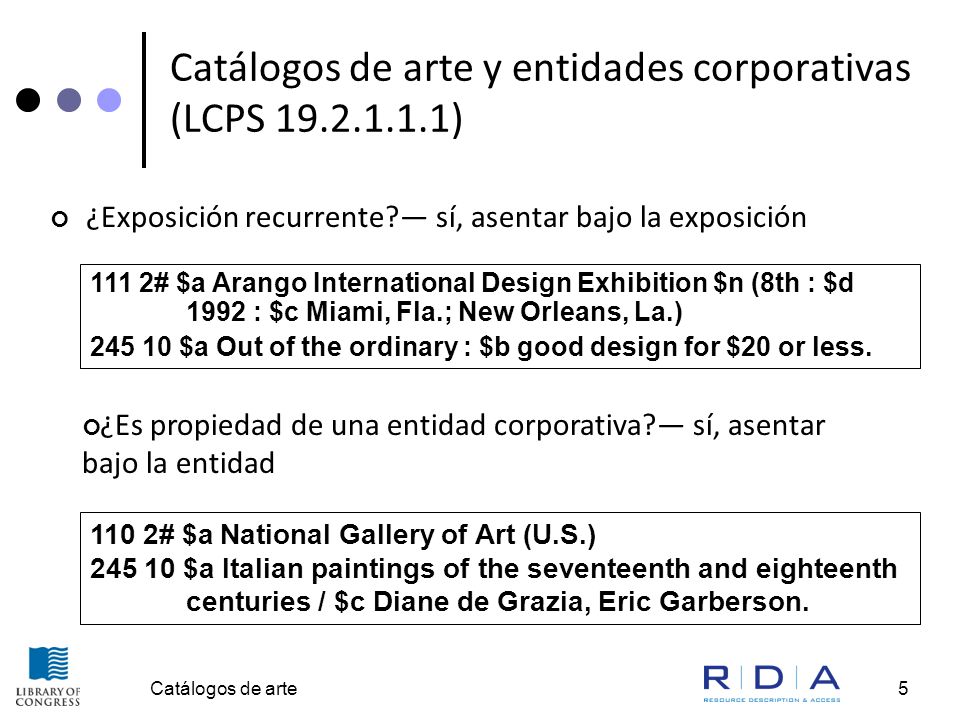Catálogos de arte y entidades corporativas (LCPS )