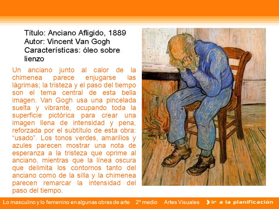 Un anciano junto al calor de la chimenea parece enjugarse las lágrimas; la tristeza y el paso del tiempo son el tema central de esta bella imagen.