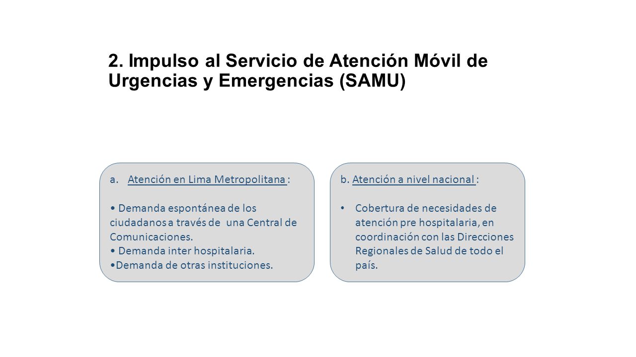 2. Impulso al Servicio de Atención Móvil de Urgencias y Emergencias (SAMU)