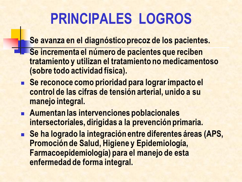 PRINCIPALES LOGROS Se avanza en el diagnóstico precoz de los pacientes.