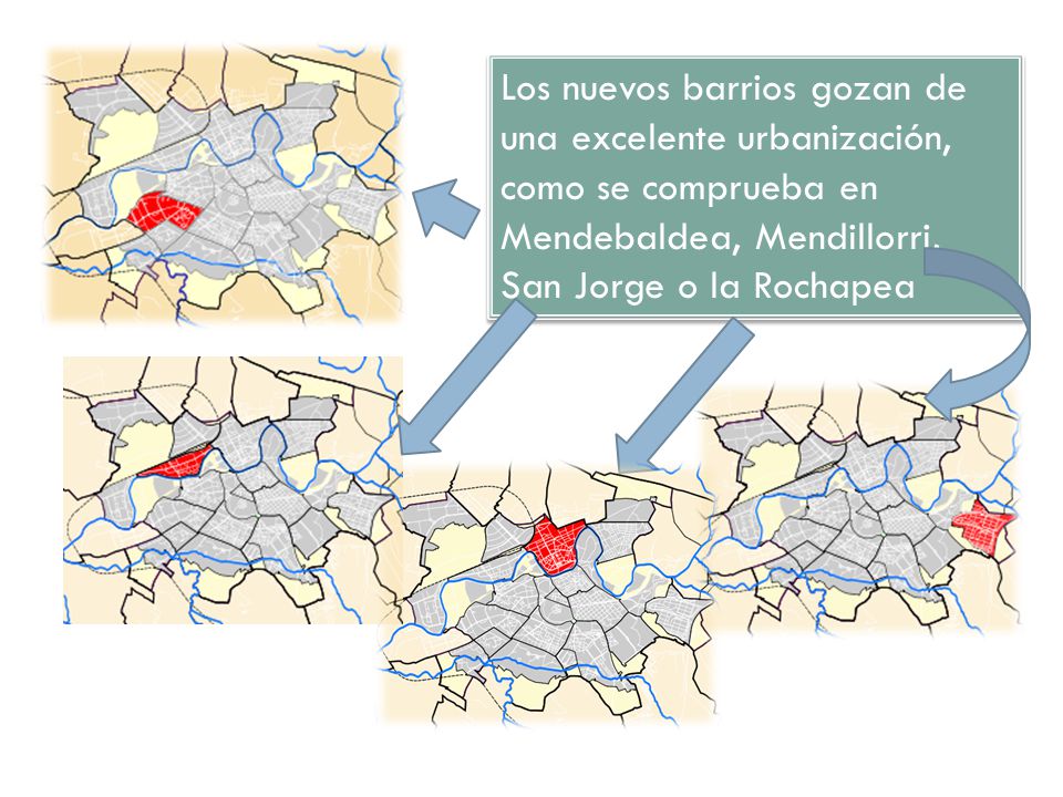 Los nuevos barrios gozan de una excelente urbanización, como se comprueba en Mendebaldea, Mendillorri, San Jorge o la Rochapea