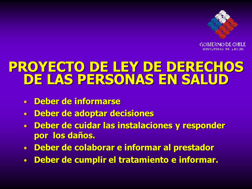PROYECTO DE LEY DE DERECHOS DE LAS PERSONAS EN SALUD