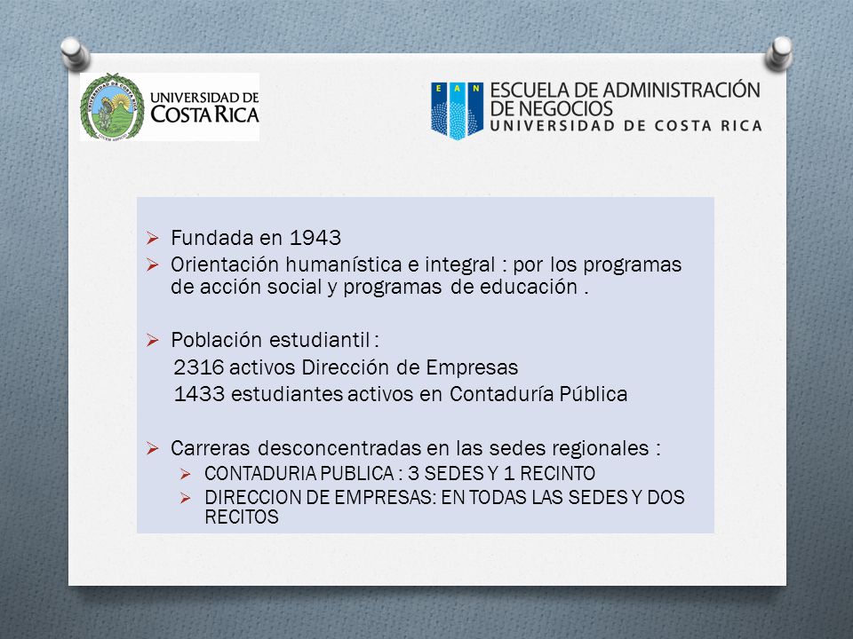 Fundada en Orientación humanística e integral : por los programas de acción social y programas de educación .