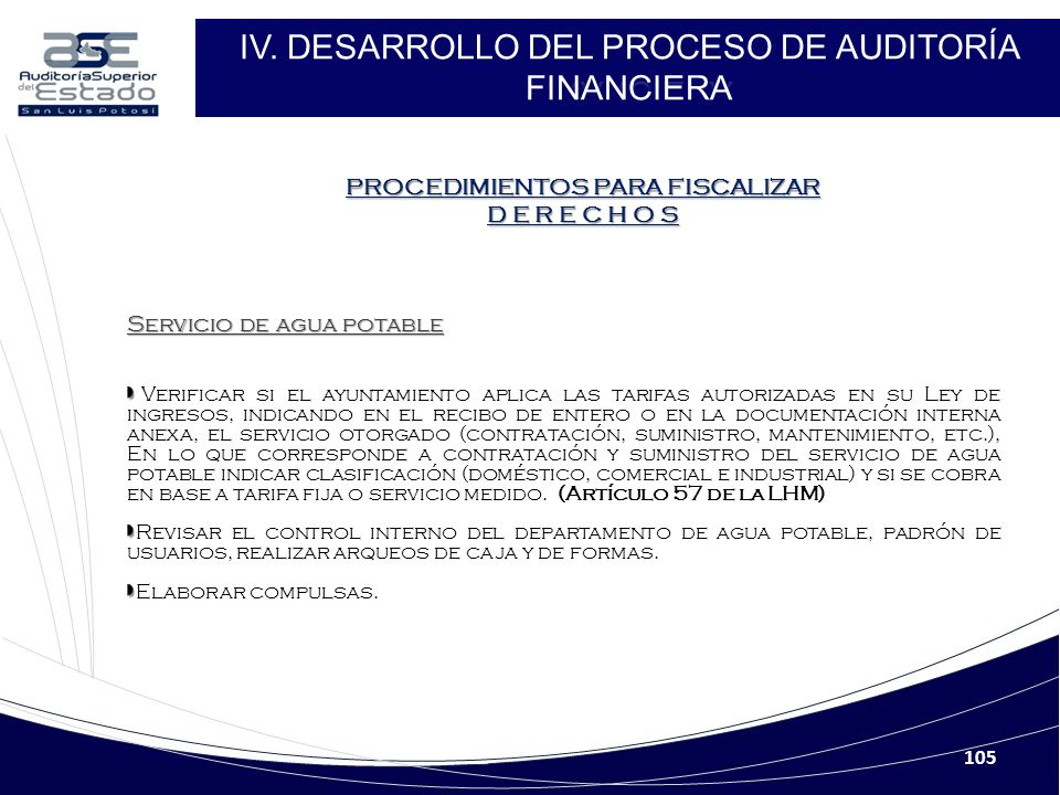 PROCEDIMIENTOS PARA FISCALIZAR D E R E C H O S