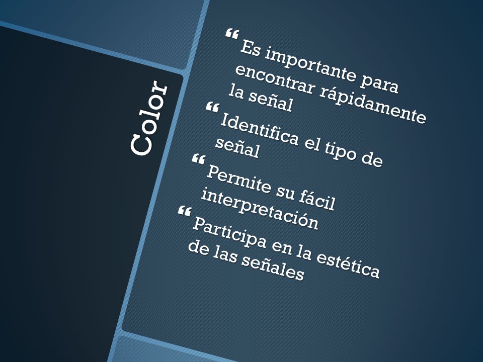 Color Es importante para encontrar rápidamente la señal