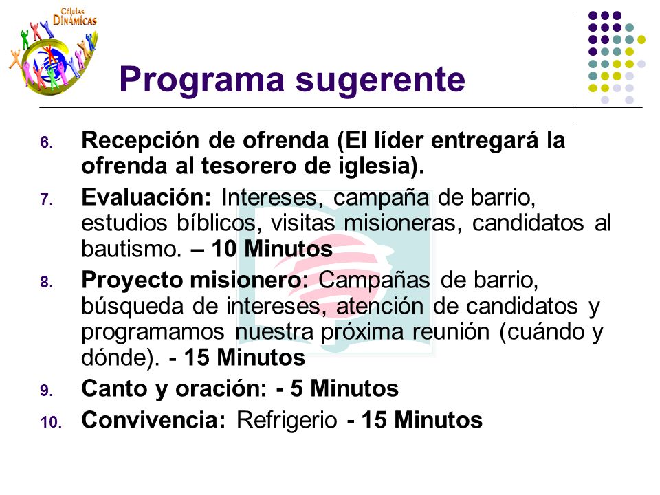Programa sugerente Recepción de ofrenda (El líder entregará la ofrenda al tesorero de iglesia).