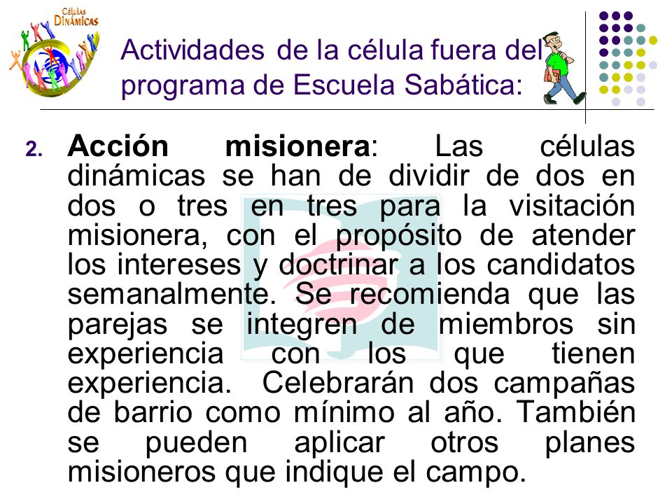 Actividades de la célula fuera del programa de Escuela Sabática: