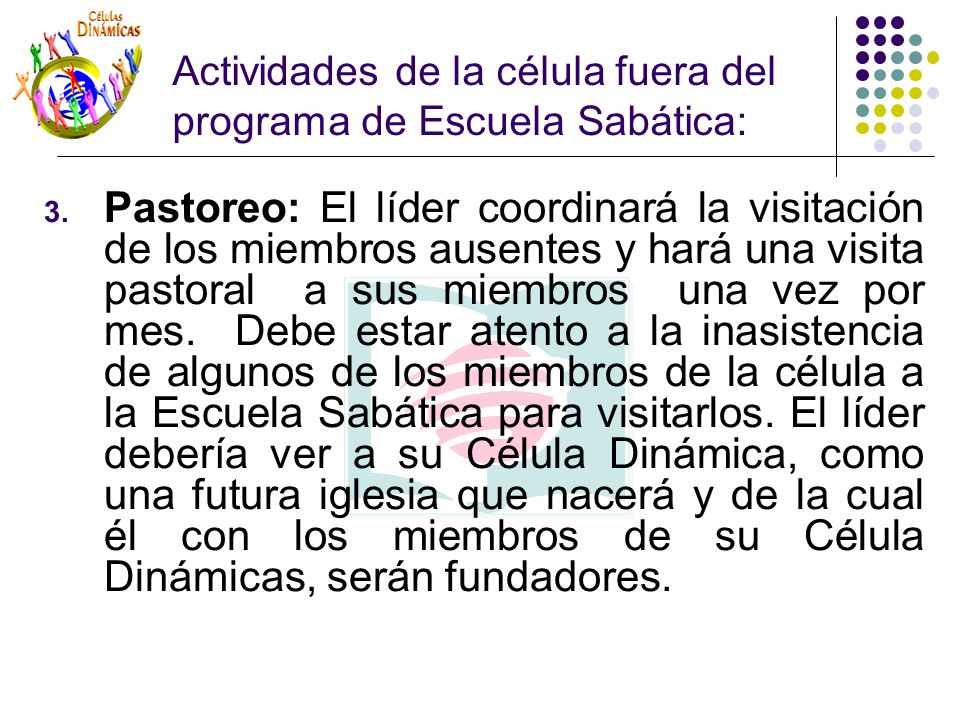 Actividades de la célula fuera del programa de Escuela Sabática: