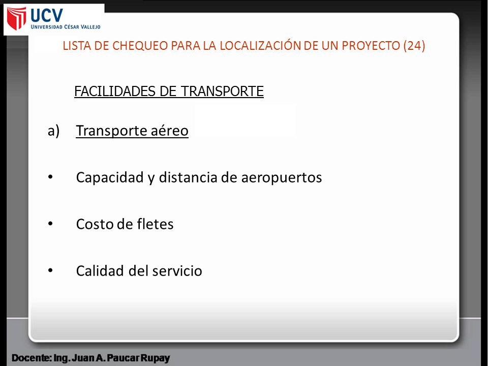 LISTA DE CHEQUEO PARA LA LOCALIZACIÓN DE UN PROYECTO (24)