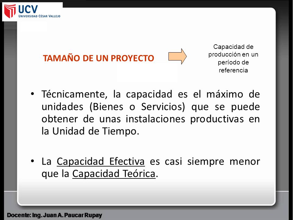 Capacidad de producción en un período de referencia