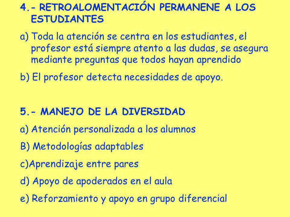 4.- RETROALOMENTACIÓN PERMANENE A LOS ESTUDIANTES
