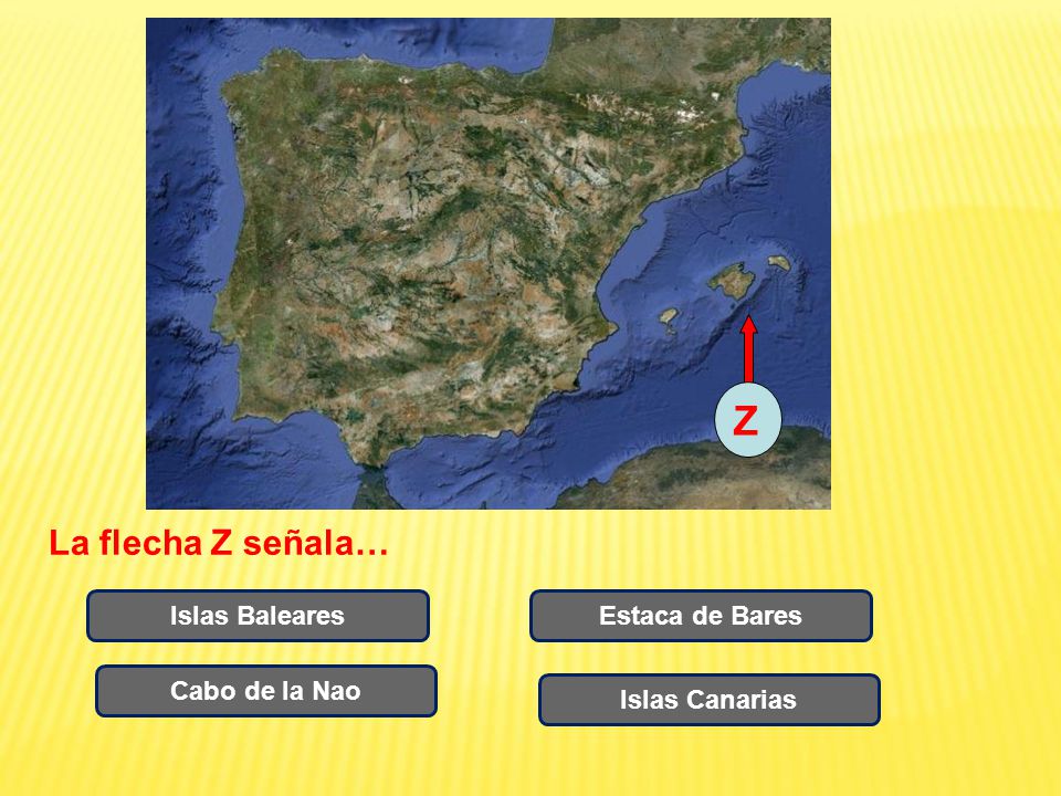 Z La flecha Z señala… Islas Baleares Estaca de Bares Cabo de la Nao