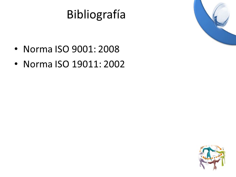 Bibliografía Norma ISO 9001: 2008 Norma ISO 19011: 2002