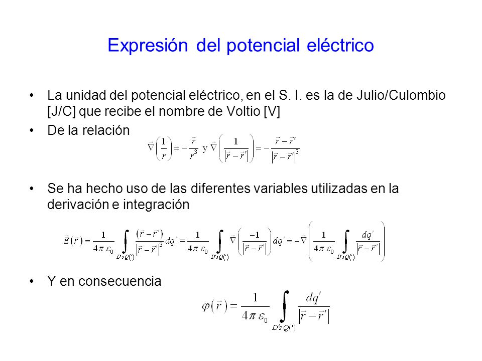 Expresión del potencial eléctrico