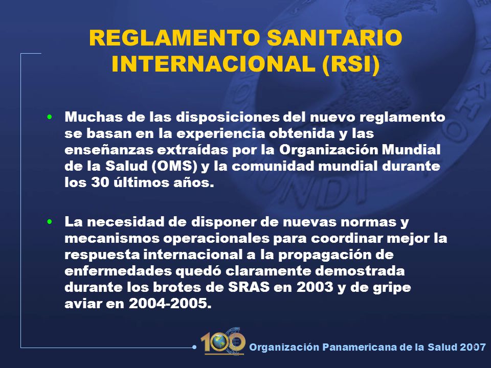 REGLAMENTO SANITARIO INTERNACIONAL (RSI)