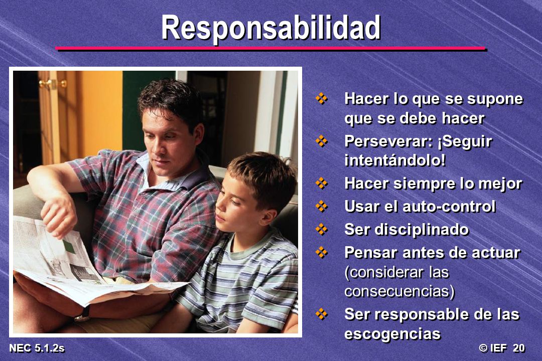 Responsabilidad Hacer lo que se supone que se debe hacer
